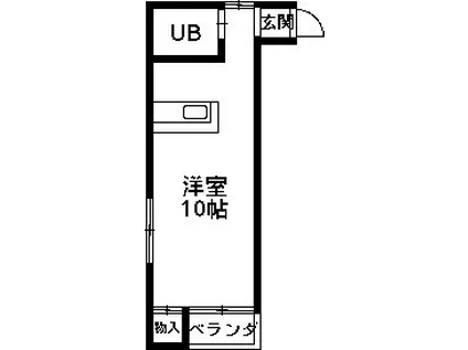 パークハイツ(ワンルーム/1階)の間取り写真