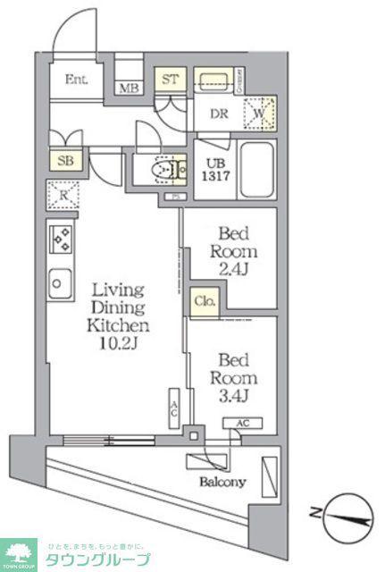 NOGATA RESIDENCE(2LDK/8階)の間取り写真