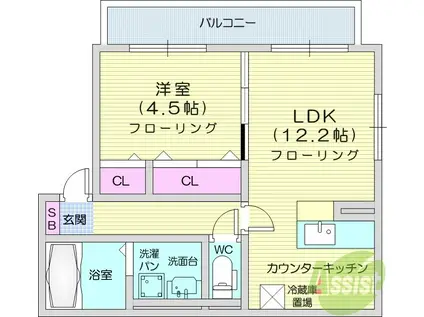 コーポ・ゼルゴバ(1LDK/2階)の間取り写真