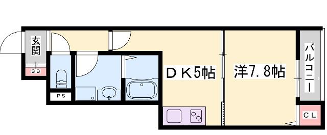 SENSE三木本町(1DK/1階)の間取り写真