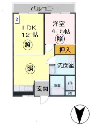 井上ハイツ(1LDK/2階)の間取り写真