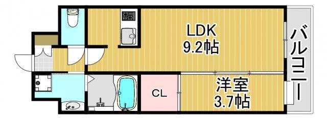 ES-GRANDE大阪 CITY AVENUE(1LDK/8階)の間取り写真