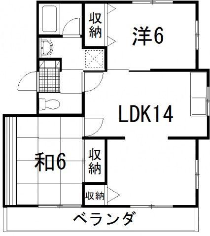 コーポ山城(2LDK/3階)の間取り写真