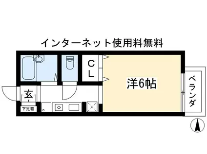 グリーンコーポ下鴨(1K/2階)の間取り写真