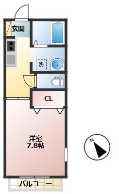 ディアス弐番館(1K/1階)の間取り写真