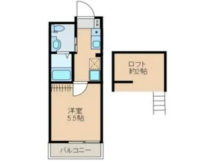 フォルジュロン プレリ(1K/2階)の間取り写真