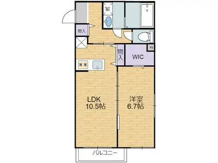 アリエル新越谷(1LDK/2階)の間取り写真