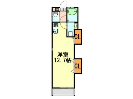 エムリバー(ワンルーム/1階)の間取り写真