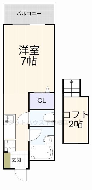 オアシス小倉東(ワンルーム/1階)の間取り写真