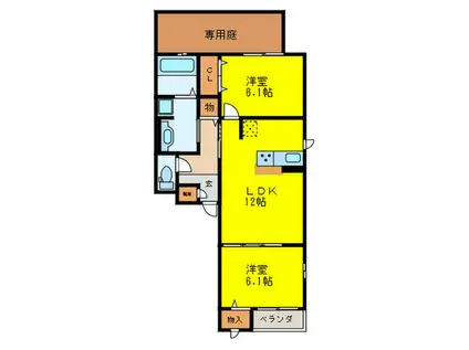 エミネンス久米田(2LDK/1階)の間取り写真