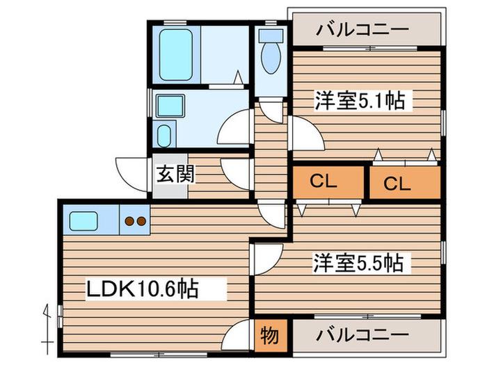 LAHAINA(2LDK/3階)の間取り写真