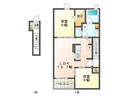 エトワール藤方III(2LDK/2階)の間取り写真