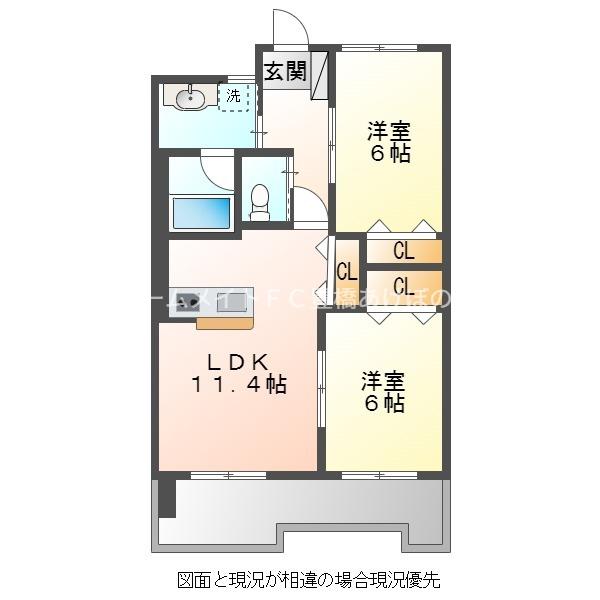 ロイヤルハイツ石黒(2LDK/4階)の間取り写真