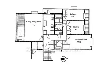 ノブレスヌーブ山手町(3LDK/3階)の間取り写真