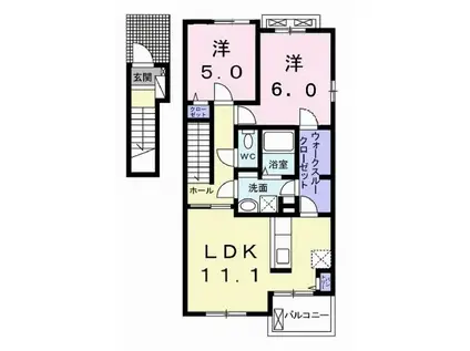 フォルトゥーナ・MII(2LDK/2階)の間取り写真