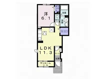 モンテ・リーヴル(1LDK/1階)の間取り写真