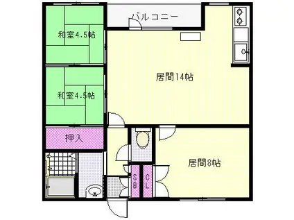 SDコート恵庭(3LDK/2階)の間取り写真