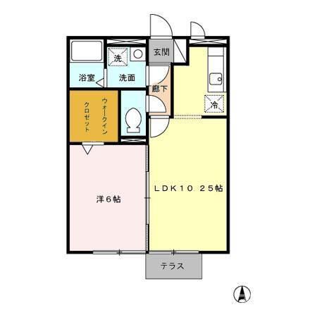 リーベンルーチェ(1LDK/1階)の間取り写真