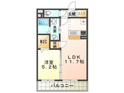 ネオステージU(1LDK/1階)の間取り写真