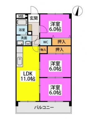 センチュリー中央(3LDK/1階)の間取り写真