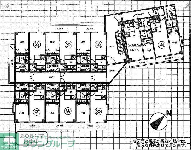 ダイワティアラ津田沼V(1LDK/2階)の間取り写真
