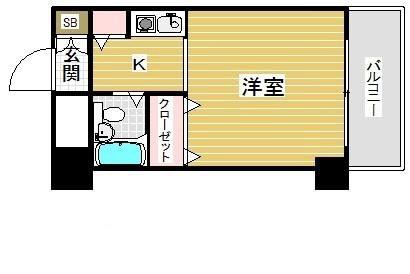 ラプリュムサンコー(1K/6階)の間取り写真