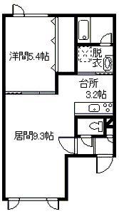 メリット神楽(1LDK/1階)の間取り写真