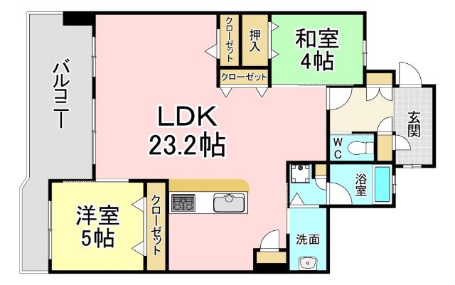 リヴィエール井堀リゾシア(2LDK/4階)の間取り写真