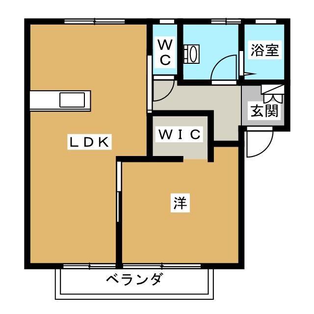 フレグランス九反N棟(1LDK/1階)の間取り写真