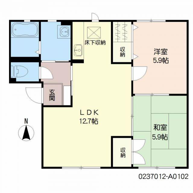 ラフィーネ岩瀬 (2LDK/1階)の間取り写真