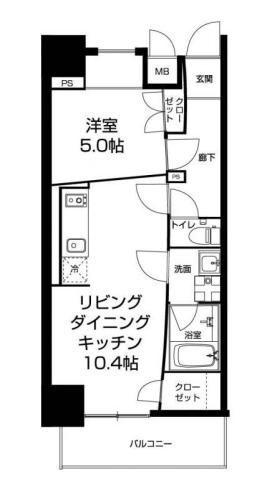 アーバンフラッツ中之島(1LDK/4階)の間取り写真