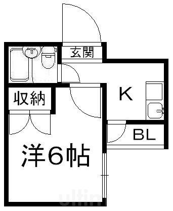 御幸町ハイツ(1K/4階)の間取り写真