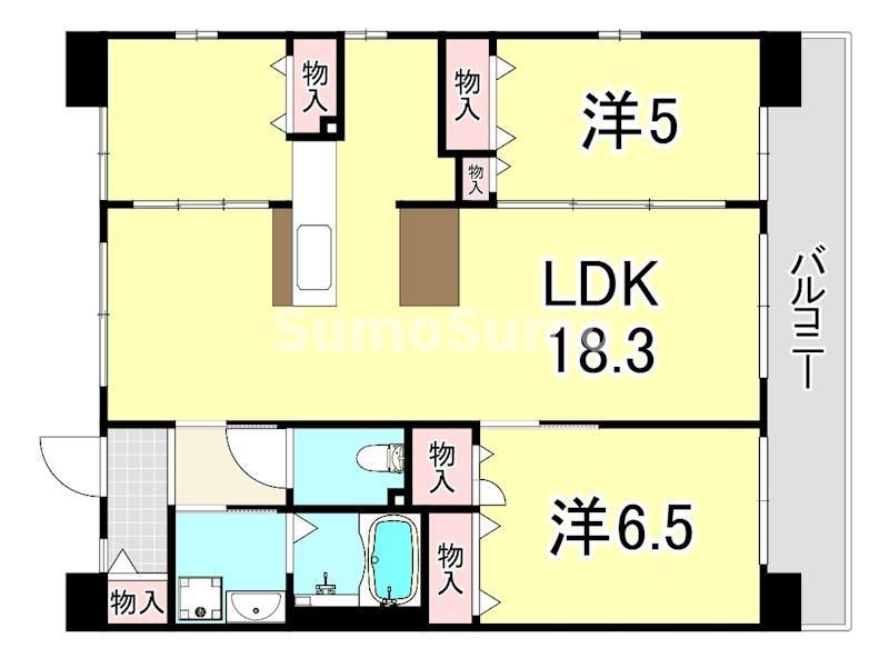 URパークタウン西武庫 8号棟(3LDK/2階)の間取り写真