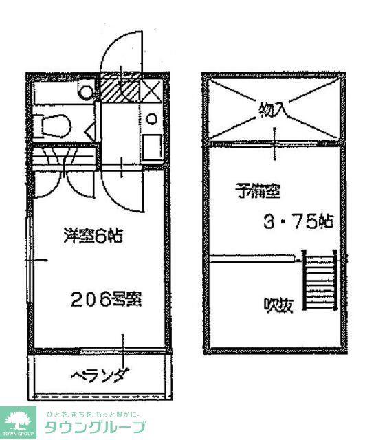 エンタープライズ西町田(ワンルーム/2階)の間取り写真