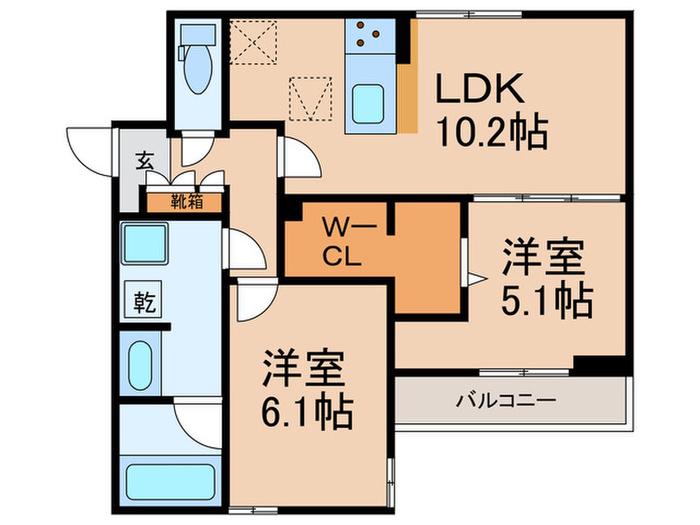 ルサンティエ一社(2LDK/2階)の間取り写真