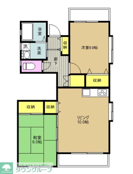 栄町マンション(2LDK/2階)の間取り写真