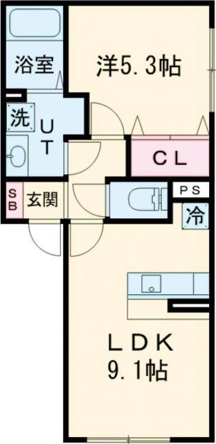 FIRST SKY H(1LDK/2階)の間取り写真