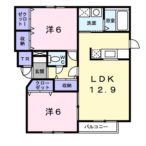 サンリットハウス(2LDK/1階)の間取り写真