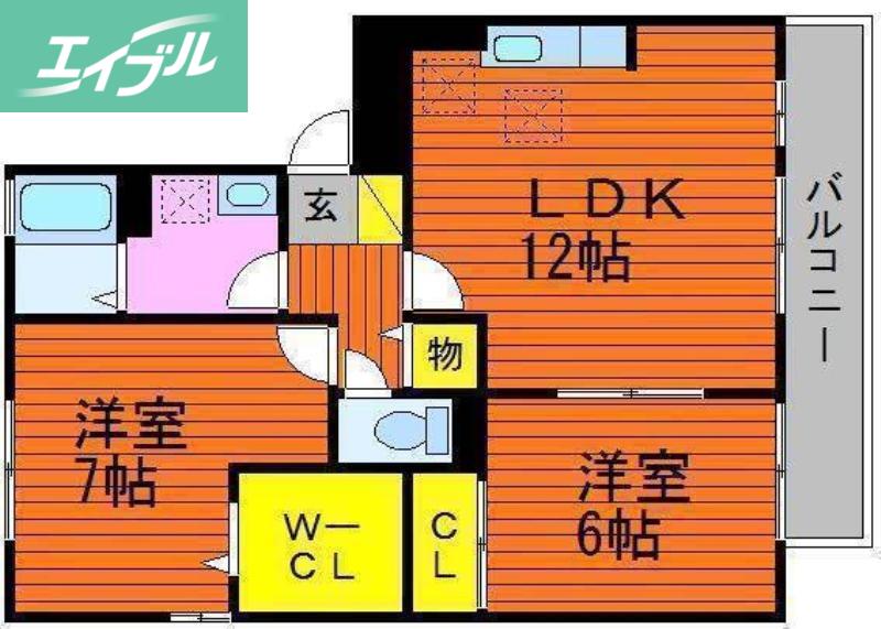 セジュール今B棟(2LDK/3階)の間取り写真