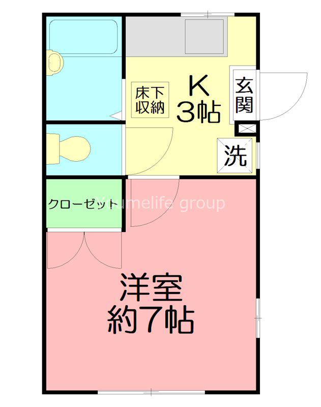 フレグランスC(1K/1階)の間取り写真