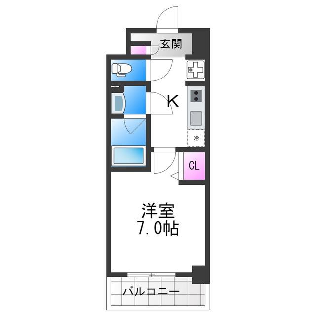 ソフィア阿倍野(1K/2階)の間取り写真