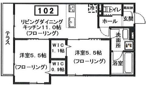 へーベルメゾン宮前2丁目(2LDK/1階)の間取り写真