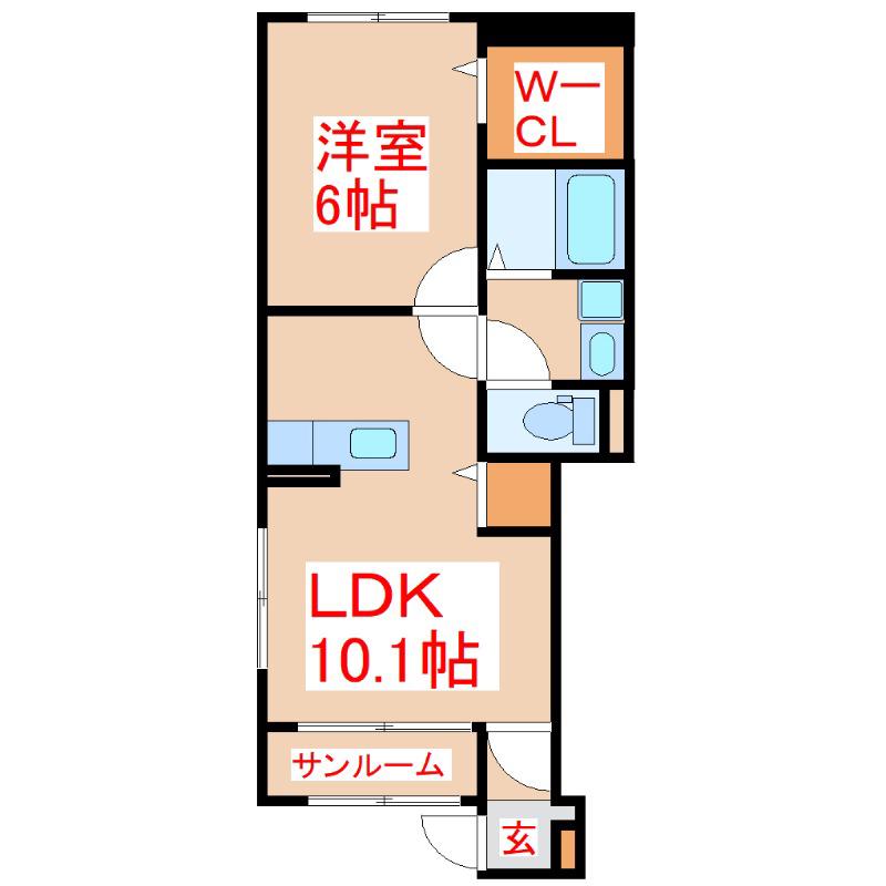 スワローテイル(1LDK/1階)の間取り写真