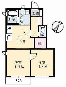 イデアルメゾンB棟(2DK/1階)の間取り写真