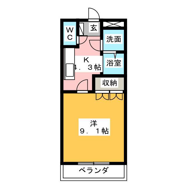 サンフローラ 壱番館(1K/1階)の間取り写真