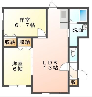 DOLCE TAKASAGO(2LDK/2階)の間取り写真