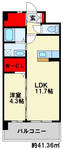セレーノ行橋(1LDK/2階)の間取り写真
