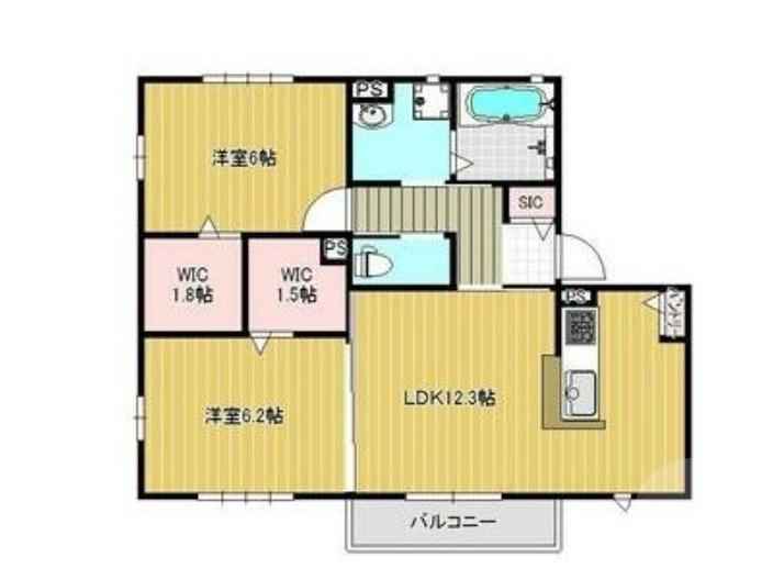 ラシーネ山田東 B棟(2LDK/2階)の間取り写真