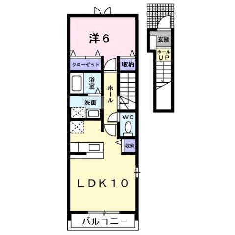 ミューセブン(1LDK/2階)の間取り写真