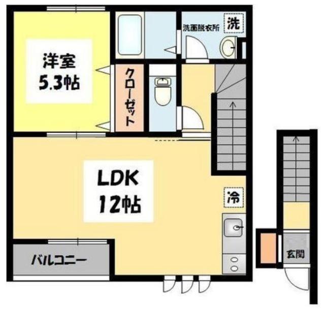 JR中央線 日野駅(東京) 徒歩8分 2階建 築19年(1LDK/2階)の間取り写真